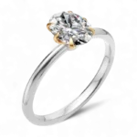 Two-Tone Six-Prong Solitaire Ring in Platinum & Yellow Gold with Lab-Grown Diamond | Essenza