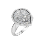 Novara Alba Pear-Cut White Gem Diamond Halo Ring in 18K White Gold