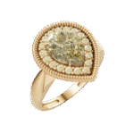 Novara Aurea Pear-Cut Yellow Sapphire Diamond Halo Ring in 18K Yellow Gold