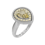 Novara Lumen Pear-Cut Yellow Sapphire Diamond Halo Ring in 18K White Gold